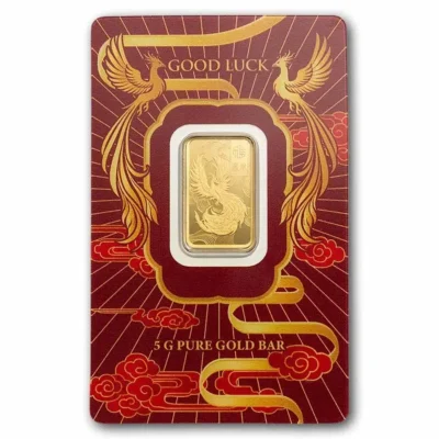 5 Gram PAMP Good Luck Phoenix Gold Bar