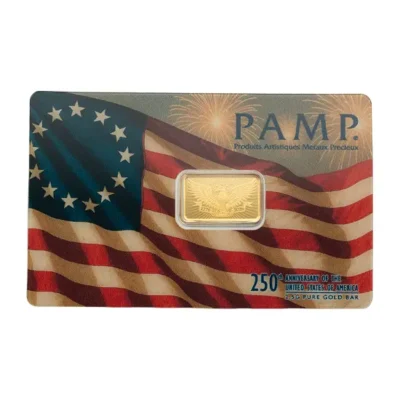 PAMP 2.5 Gram 250th Anniversary of the USA Gold bar
