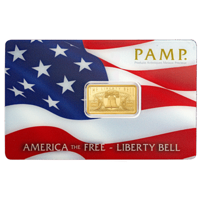 PAMP 5g USA Liberty Bell Gold Bar 999.9