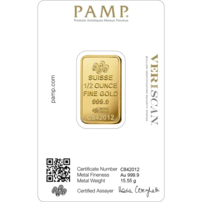 PAMP Half Ounce Gold Bar